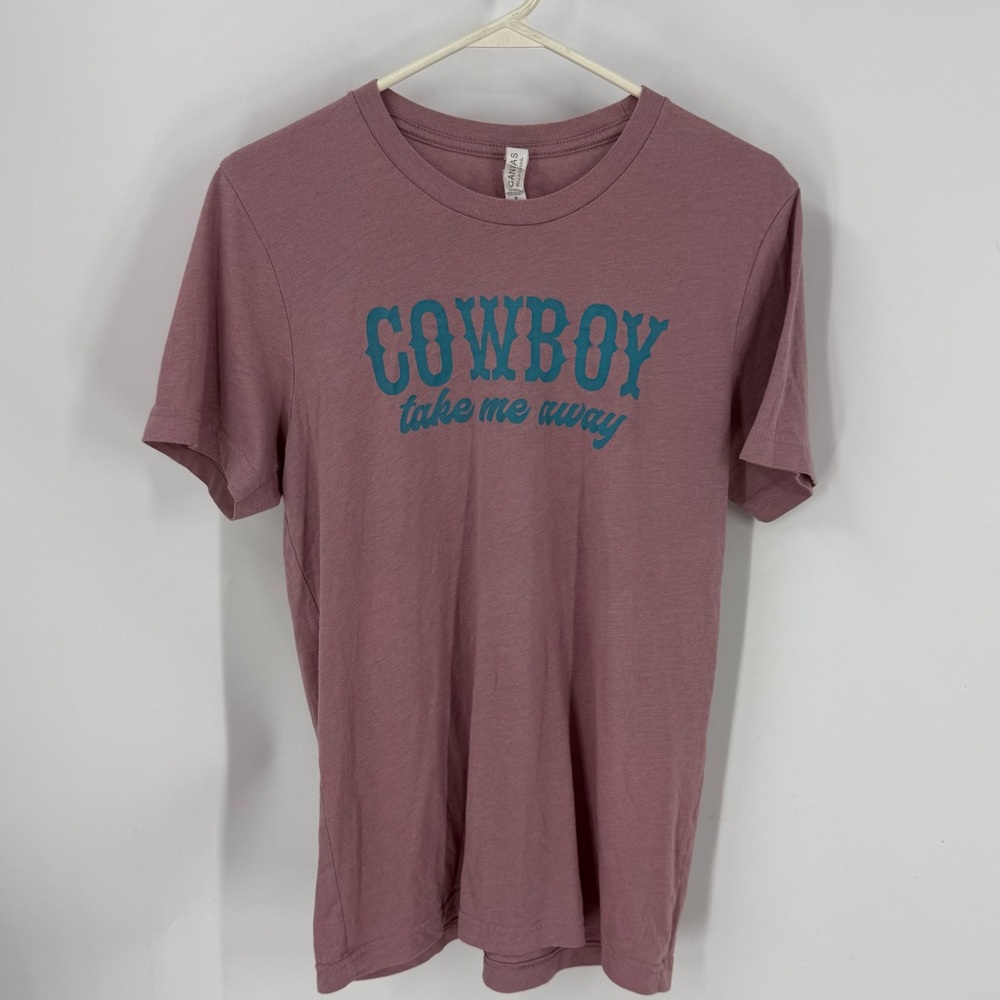 Canvas cotton blend “cowboy take me away”, Graphic Tee - Mauve M